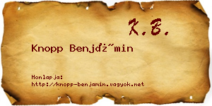 Knopp Benjámin névjegykártya